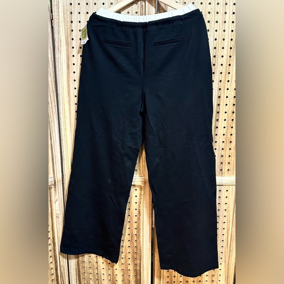 NWT White Black Trouser Pants Wide Leg Viscose Drawstring Dress Pant - Picture 4 of 5
